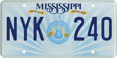 MS license plate NYK240