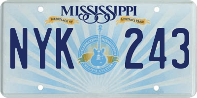 MS license plate NYK243
