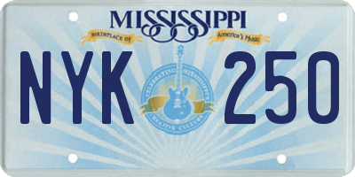 MS license plate NYK250