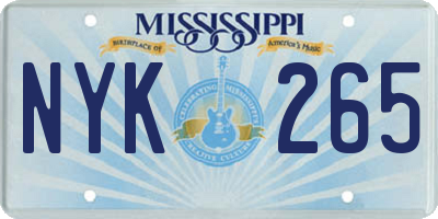 MS license plate NYK265