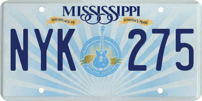 MS license plate NYK275