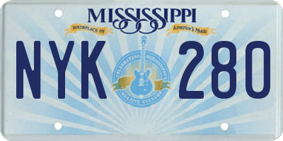 MS license plate NYK280