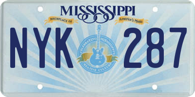 MS license plate NYK287