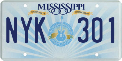 MS license plate NYK301