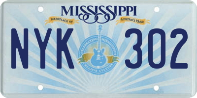 MS license plate NYK302