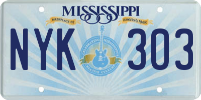 MS license plate NYK303