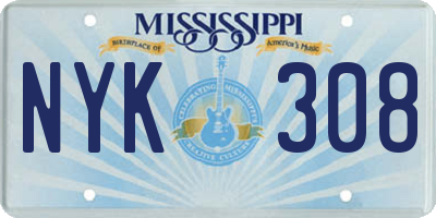 MS license plate NYK308