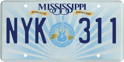 MS license plate NYK311