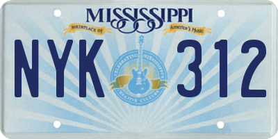 MS license plate NYK312