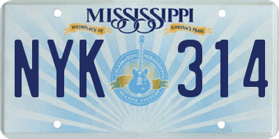 MS license plate NYK314