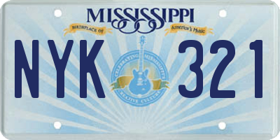 MS license plate NYK321