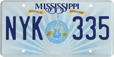 MS license plate NYK335