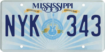 MS license plate NYK343