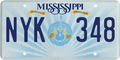 MS license plate NYK348