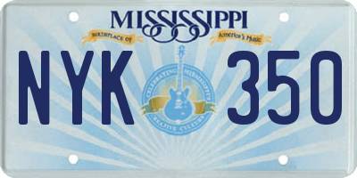 MS license plate NYK350