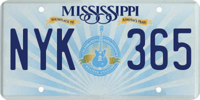 MS license plate NYK365