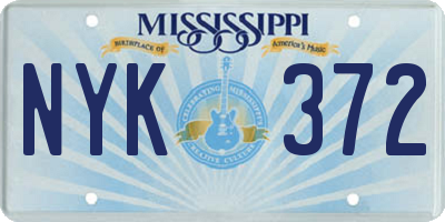 MS license plate NYK372