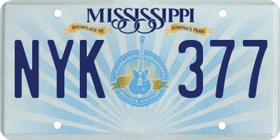 MS license plate NYK377