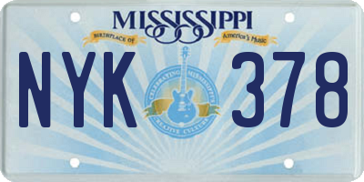 MS license plate NYK378