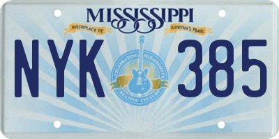 MS license plate NYK385