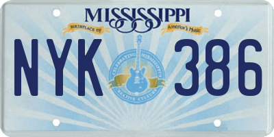 MS license plate NYK386