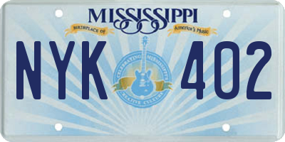 MS license plate NYK402