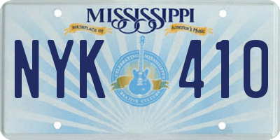 MS license plate NYK410