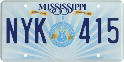 MS license plate NYK415