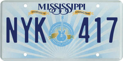 MS license plate NYK417