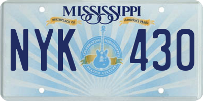 MS license plate NYK430