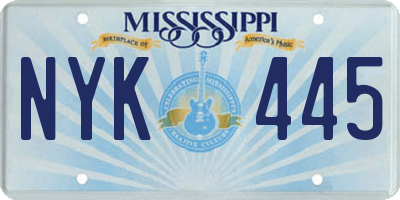 MS license plate NYK445
