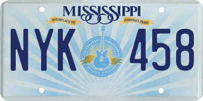 MS license plate NYK458