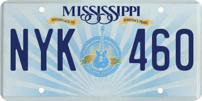 MS license plate NYK460