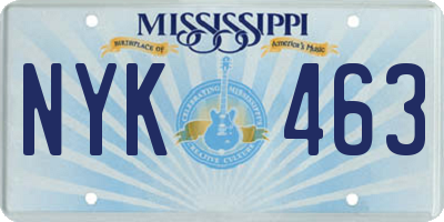 MS license plate NYK463