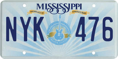 MS license plate NYK476