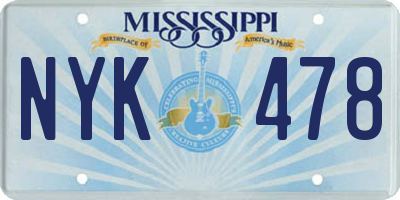 MS license plate NYK478
