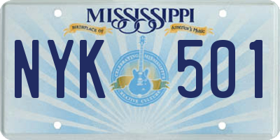 MS license plate NYK501