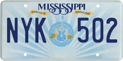 MS license plate NYK502