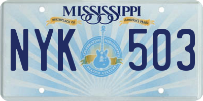 MS license plate NYK503