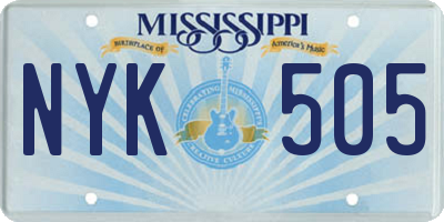 MS license plate NYK505