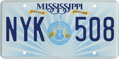 MS license plate NYK508
