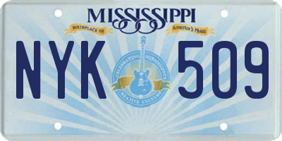 MS license plate NYK509