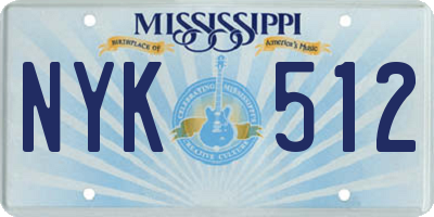 MS license plate NYK512
