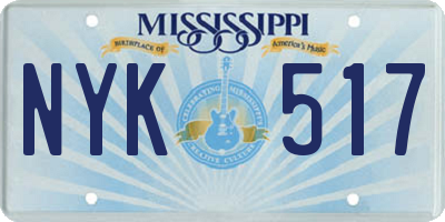 MS license plate NYK517