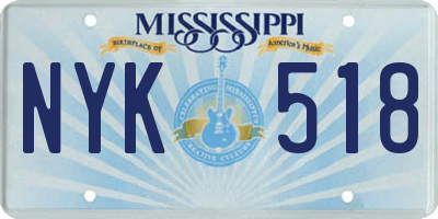 MS license plate NYK518