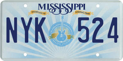 MS license plate NYK524