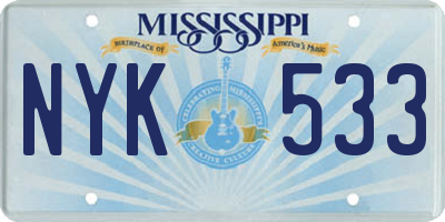 MS license plate NYK533