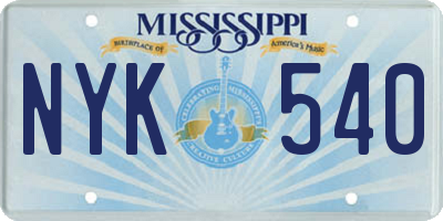 MS license plate NYK540