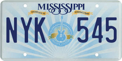MS license plate NYK545