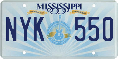 MS license plate NYK550